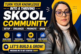 setup online course on skool community, organic skool promotion to boost members