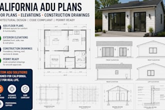 draw california adu plans floor plans elevations construction drawings architect
