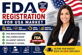 handle fda registration, fda compliance, US agent and product listing for USA