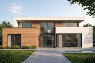 create 3d house model and render exterior, interior, 3d floor plan