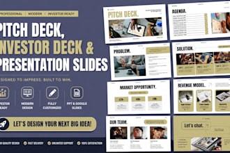 design professional pitch deck, investor deck and presentation slides