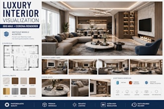 create luxury photorealistic interior renders in 3ds max and corona renderer