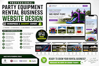 build party equipment rental businesses service wordpress shopify website design