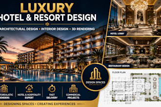 design luxury hotel, resort, restaurant, hospitality interior 3d rendering
