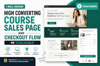 design high converting course sales page and checkout flow in teachable
