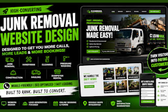 design junk removal website handyman, cleaning website that generates more leads