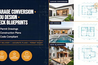 do garage conversion, adu, and deck blueprints