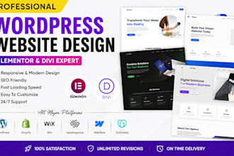 design and develop a wordpress website using elementor or divi wordpress website