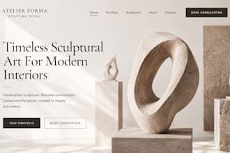 design squarespace sculptor portfolio website fine art showcase gallery website