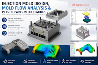 create injection mold design, mold flow, and plastic parts in solidworks