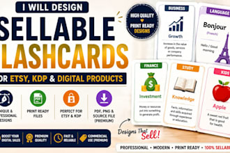 sellable printable flashcards for etsy, KDP digital products