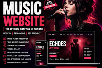create a music website for artist website, dj, bands, producer, studio website
