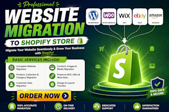 migrate wordpress woocommerce wix ebay amazon website to shopify store migration