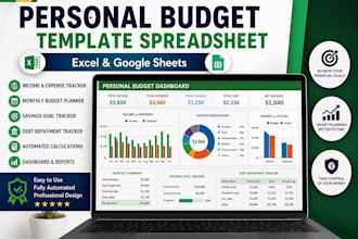 design personal finance, budget spreadsheet and expense tracking spreadsheet