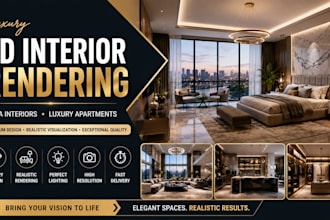 create photorealistic luxury villa and apartment interior rendering