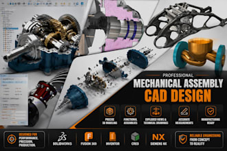 design mechanical, product assemblies and cad models in solidworks or fusion 360