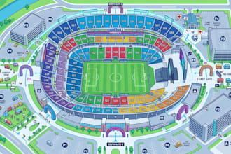 create stadium maps, venue maps, seating plans and fan guide maps