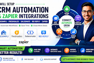 set up CRM automation and zapier integrations for resimpli and freshsales