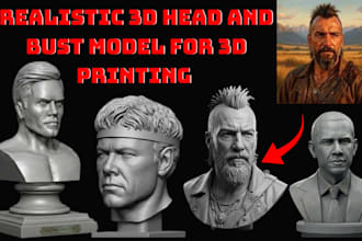 sculpt a realistic 3d head, custom bust, face model likeness stl for 3d printing