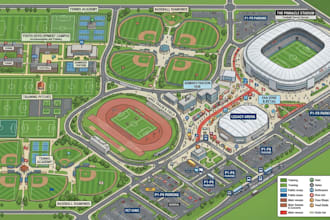 create sport complex maps, athletic facility layouts and campus maps