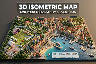 design a 3d isometric map for your city, campus, resort, or tourist location