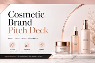build cosmetic brand pitch deck for skincare startup and beauty clinic investors