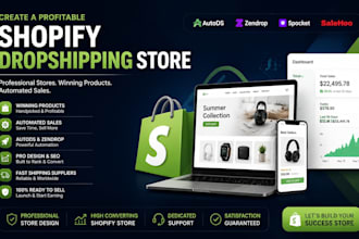 design shopify dropshipping store with autods spocket zendrop  salehoo avasam