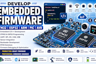 develop embedded firmware for stm32 esp32 arm  pic and avr microcontrollers