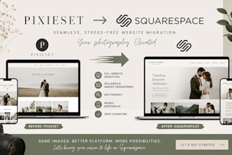 migrate pixieset gallery site to squarespace with brand setup
