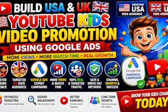 build USA and UK youtube kids video promotion promotion using google ads