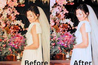 professionally edit and retouch wedding and bridal photos