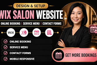 do wix salon website with online booking service menu and customer contact forms