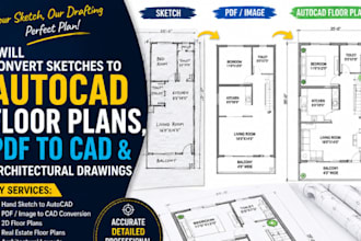 convert sketches to autocad floor plan PDF to cad and architectural drawings