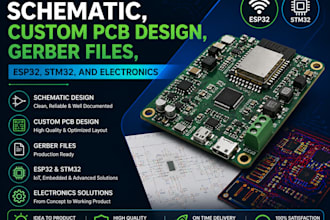 design schematic, custom pcb design, gerber files, esp32,stm32, and electronics