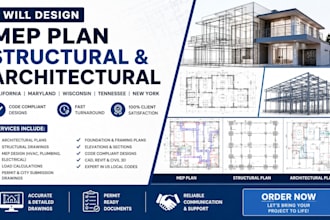 design mep plan structural and architectural drawings in california md wi tn ny