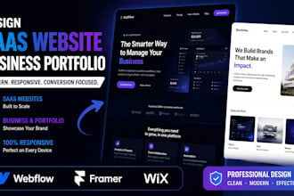 design saas website, business portfolio website,  using webflow, framer or wix
