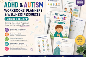 design printable adhd planners and autism worksheets for kids and teens