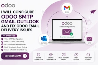 configure odoo smtp gmail outlook fix odoo email sending issue