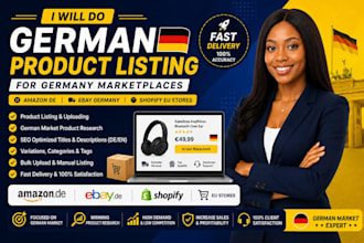 do amazon de, ebay germany, shopify product listing and german product resaerch