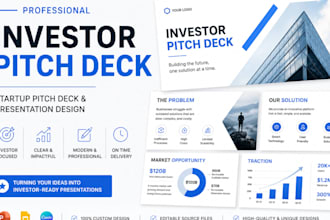 do investor pitch deck, startup pitch deck, presentation template design