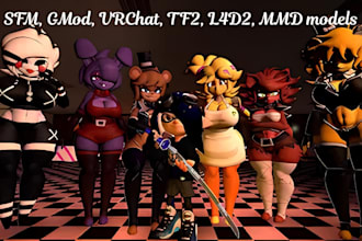 create, port, rig custom sfm, gmod, vrchat,tf2, l4d2, mmd, fnaf, character model