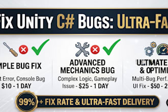 fix your unity csharp bugs and errors with ultra fast delivery