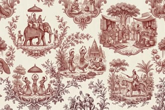 do vintage toile de jouy fabric prints, wallpaper patterns and textile artwork