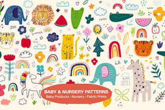 design seamless baby and nursery patterns for fabric and products