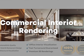 do photorealistic commercial interior rendering for office hotel and restaurant