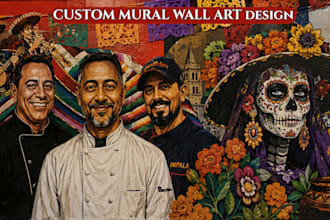design custom mural wall art, restaurant mural, cafe wall art, office wall mural
