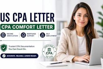 write US CPA income verification letter comfort letter mortgage expense ratio