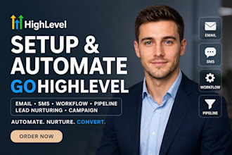 set up gohighlevel email SMS automation workflow pipeline lead nurturing