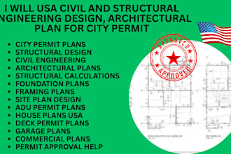 usa civil and structural engineering design, architectural plan for city permit