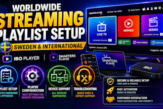 provide worldwide streaming channels, sweden, smartersplayer ibo player playlist